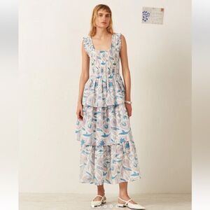 NEW Alix of Bohemia Erin Blue Valentine Midi Dress Medium